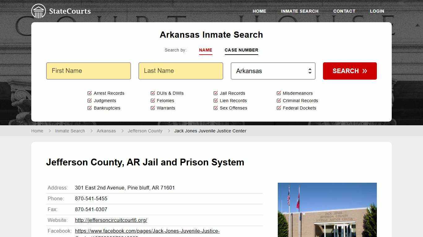 Jack Jones Juvenile Justice Center Inmate Records Search, Arkansas - StateCourts