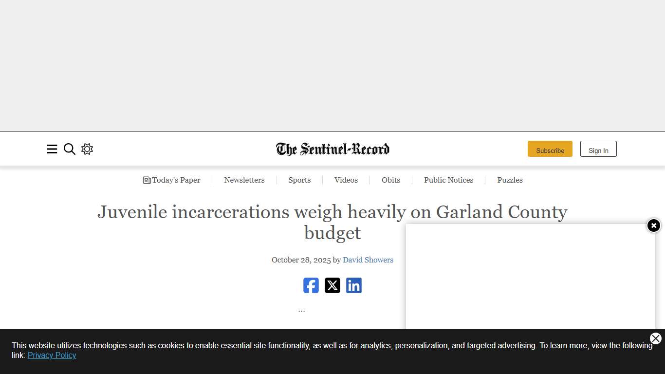 Juvenile incarcerations weigh heavily on Garland County budget | Hot Springs Sentinel Record
